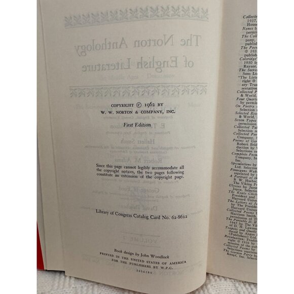 The Norton Anthology Of English Literature Volume 2 Hardcover First Edition 1962 - Picture 3 of 9